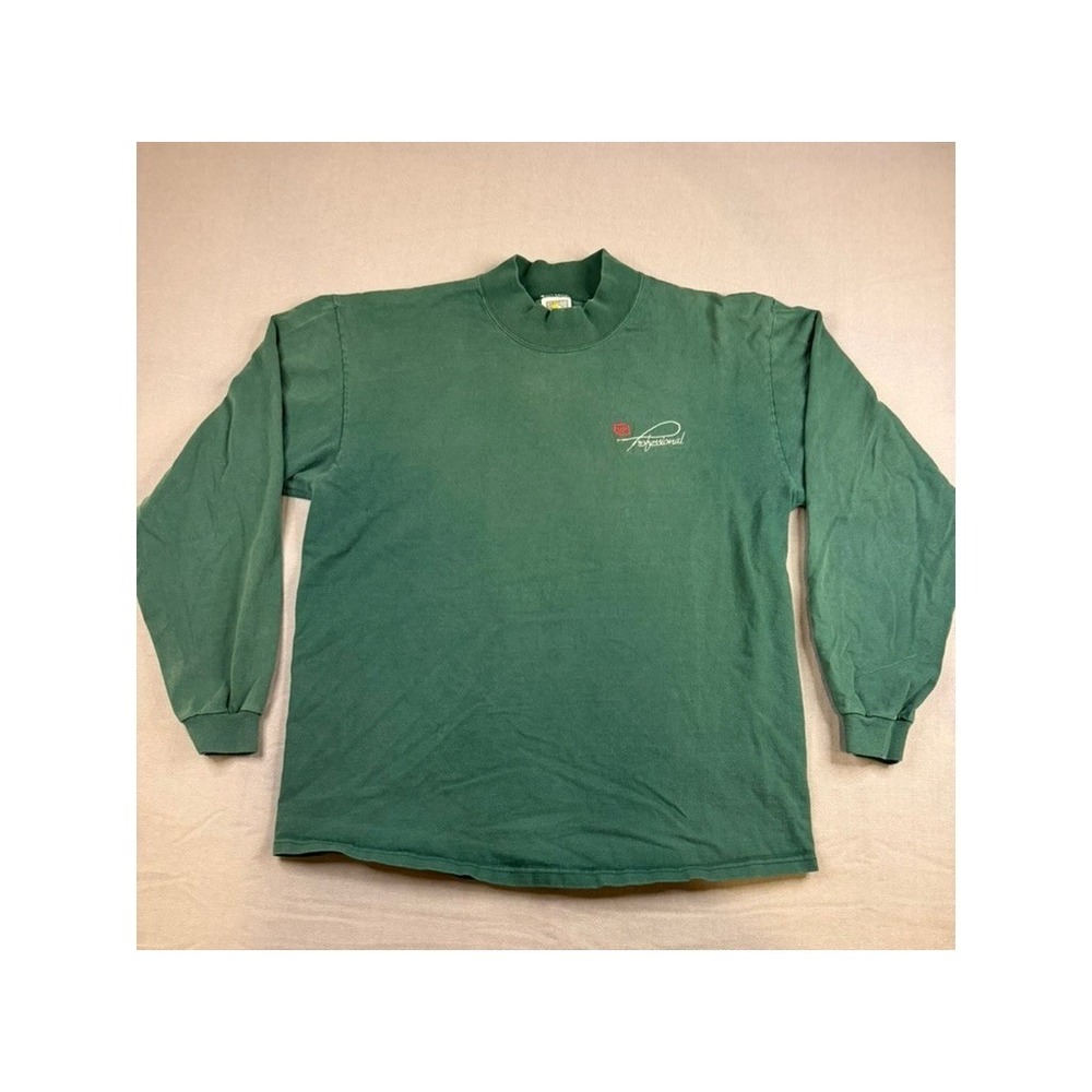 Vintage FujiFilm Professional Mock Neck Long Sleeve Shirt Made in USA Mens L